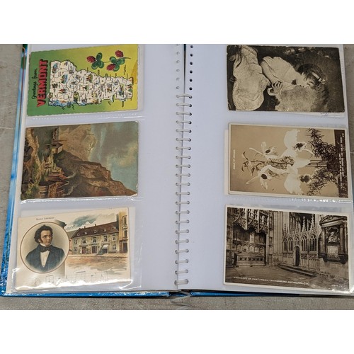 56 - Vintage postcard album full of assorted postcards