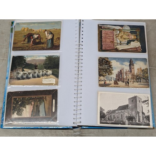 56 - Vintage postcard album full of assorted postcards