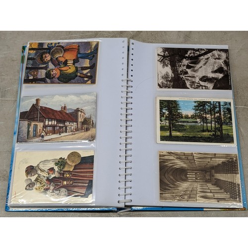 56 - Vintage postcard album full of assorted postcards