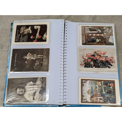 56 - Vintage postcard album full of assorted postcards