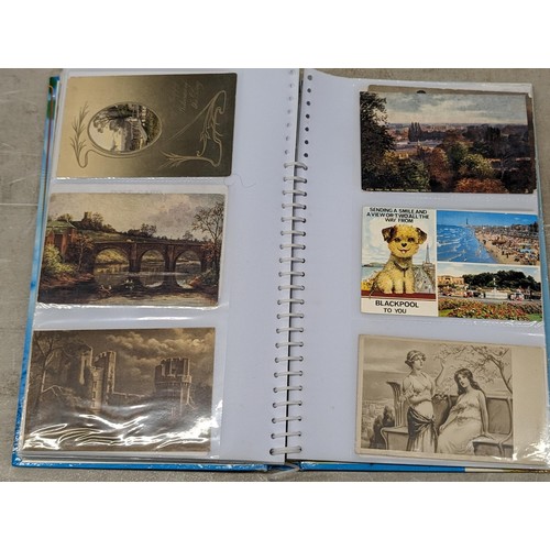 56 - Vintage postcard album full of assorted postcards