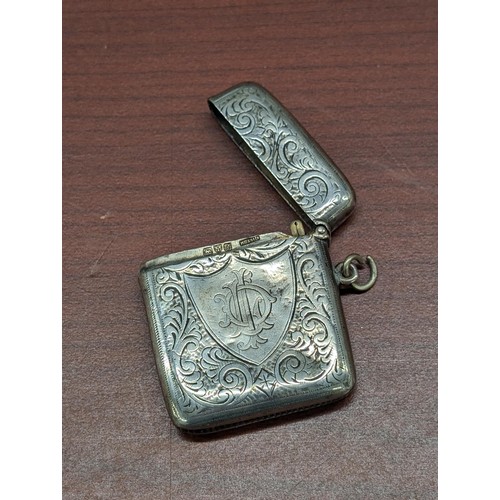 203 - 1904 Henry Griffith & Son Chester hallmarked silver vesta case with monogram on one side