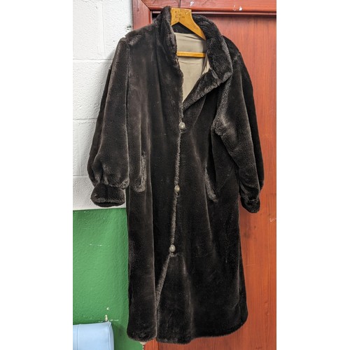 99 - Vintage full length reversible fur coat approximate size M/L