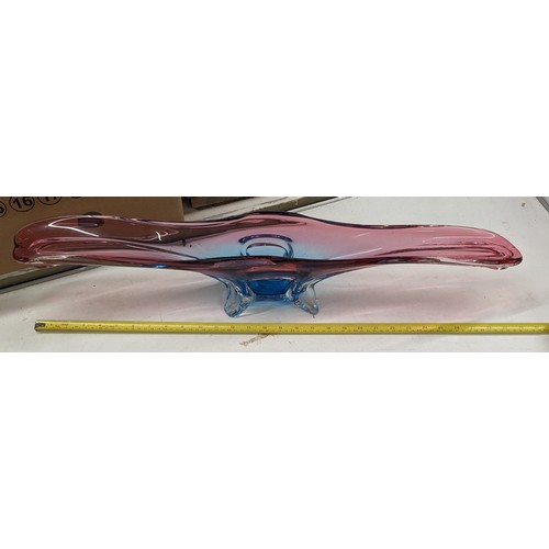 150 - 74 cm long retro multi-coloured studio glass table centrepiece dish