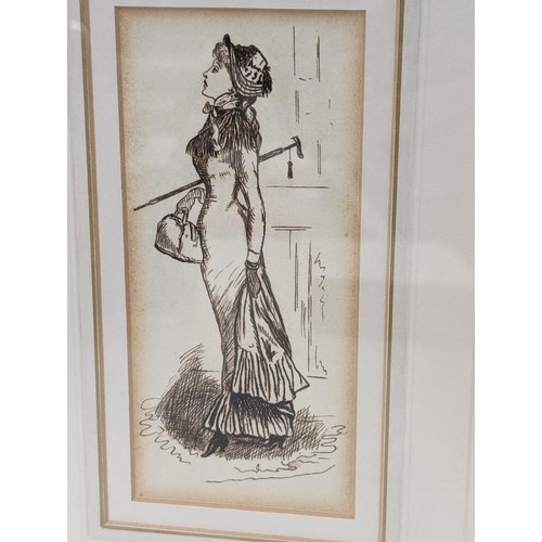 168 - 24 x 34 cm AND 23 x 31.5 cm framed and mounted mid 19th century pen and ink female studies by George... 