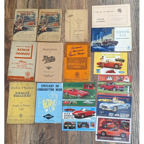 75 - Bundle of vintage motoring ephemera including maps, repair charge booklets, postcards etc