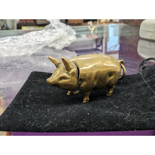 6 - 19th century brass pig vesta case