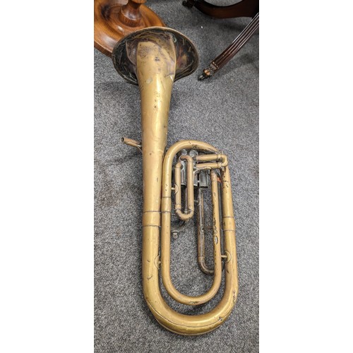 49 - Vintage brass alto horn instrument in as found condition so decorative item