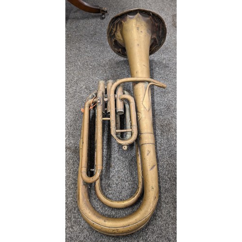 49 - Vintage brass alto horn instrument in as found condition so decorative item