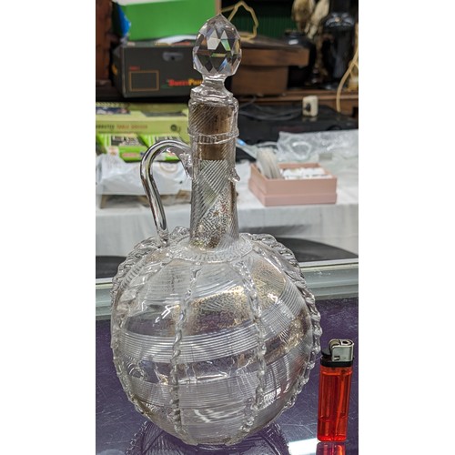 83 - 19th century Venetian glass decanter, missing one handle and stopper marriage