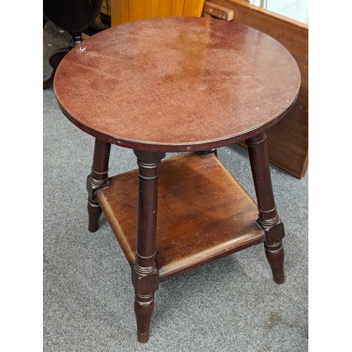 208 - 55 cm diameter and 65 cm tall vintage wooden pub table