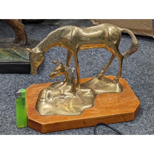 133 - Brass mare and foal on approximately 9 x 6