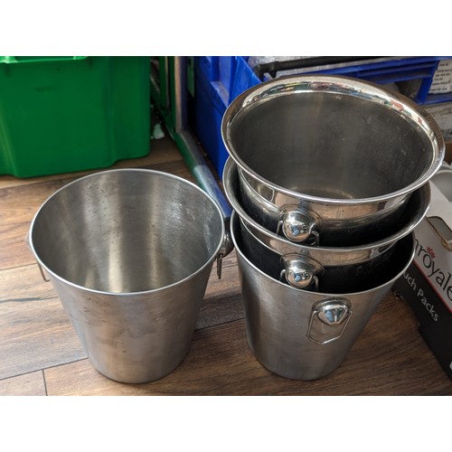 137 - 4 x stainless steel ice buckets