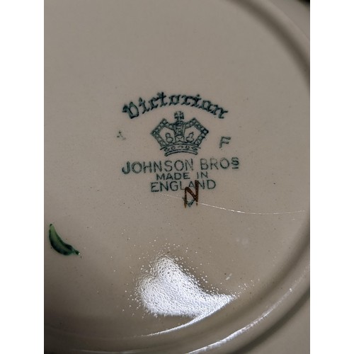 15 - Vintage Johnson Bros Victorian pattern 7-piece dessert set