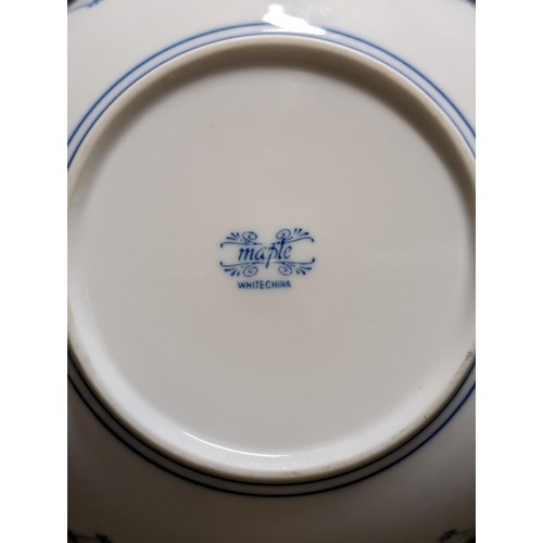 16 - Approximately 19 cm diameter Maple china, blue and white pattern bowl with fretwork sides