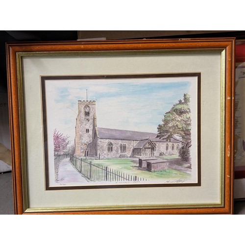 42 - 39.5 x 32.5 cm pencil signed and numbered limited edition print of St Michaels Church Abergele by Ho... 