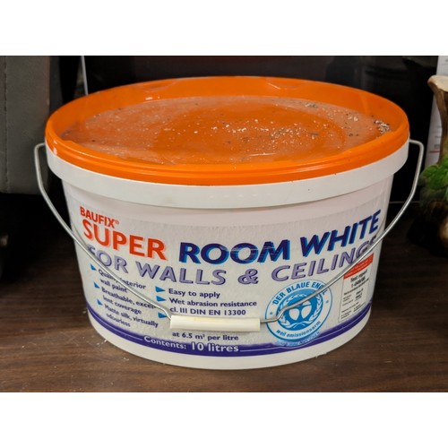 251 - Unused 10 litre tub of Baufix super room white paint for walls and ceilings