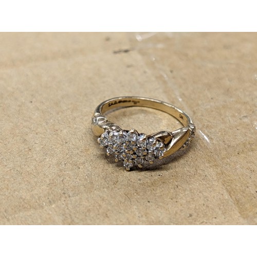 454 - 9 carat gold and diamond cluster ring (.33 carat diamonds) size L - 2.7 gm