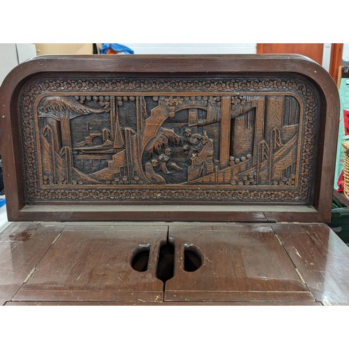 262 - 74 x 39 x 91 cm vintage Chinese carved drink cabinet - marks on top