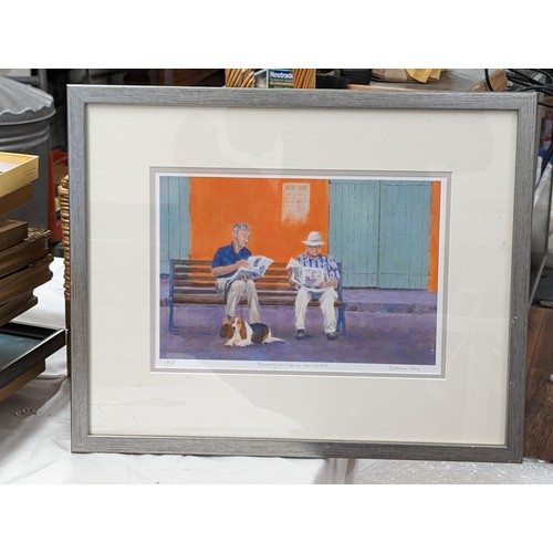 176 - 54 x 44 cm brushed chrome framed and double mounted Graham Kay artists proof picture titled 'Keeping... 