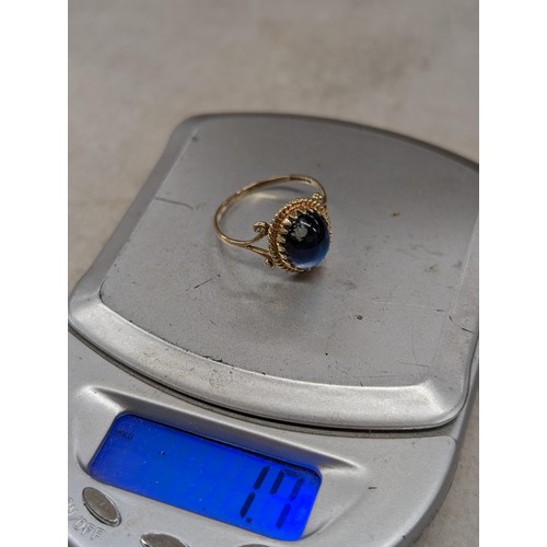 487 - 375 hallmarked 9 carat gold cabochon dress ring size P - 1.7 gm - all proceeds from this lot go to t... 