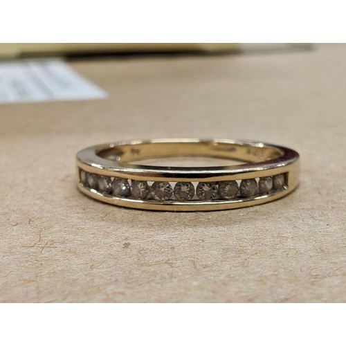 474 - 375 hallmarked 9 carat gold 12 diamond eternity ring size N - 2.2 gm - all proceeds from this lot go... 