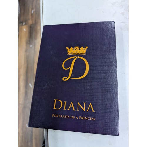 199 - Diana portraits of a princess gold plated with Swarovski crystal coins in folder