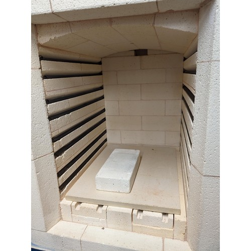 362 - Cromartie Kilns model FB80 large front loading ceramic kiln with good selection of furniture