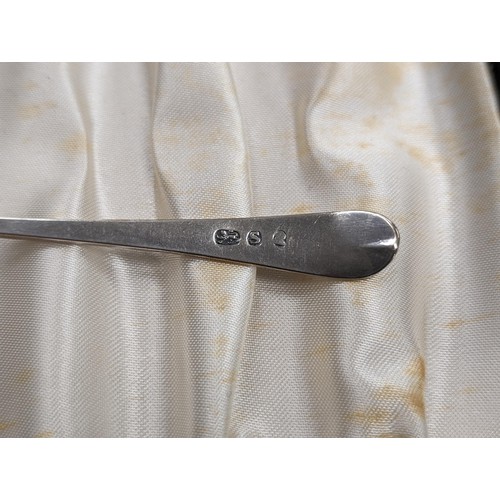 186 - Cased and excellent condition set of 6 x 19th century silver engraved and monogrammed (MS) teaspoons... 