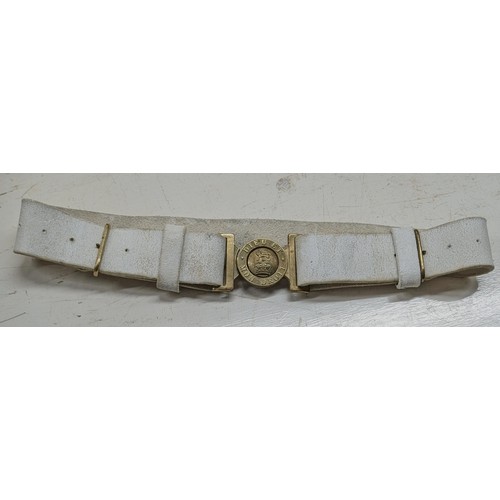 52 - Vintage British Army white buff belt with brass buckle