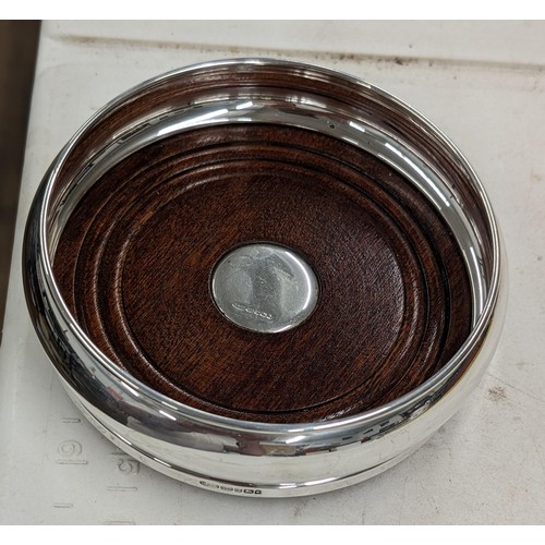 217 - 13.5 cm diameter Broadway & Co Birmingham hallmarked silver champagne/wine coaster