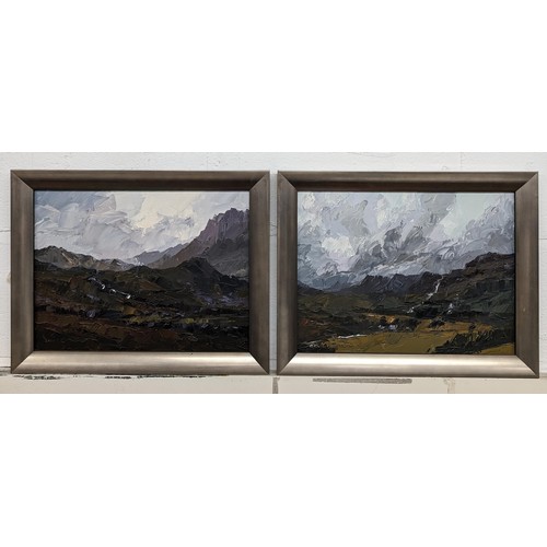 307 - Pair of 46.5 x 36.5 cm framed oil paintings on canvas by David Grosvenor titled 'Tryfan' & 'Tan Y Gr... 