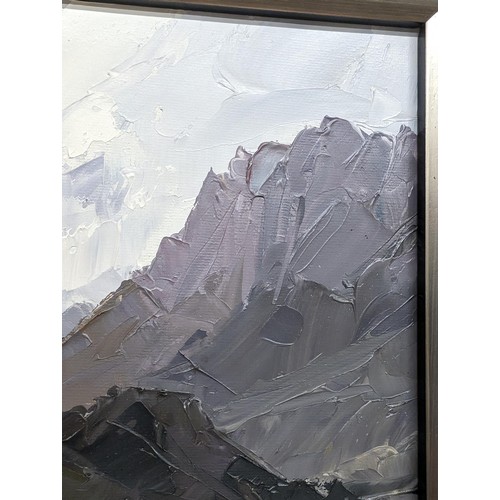 307 - Pair of 46.5 x 36.5 cm framed oil paintings on canvas by David Grosvenor titled 'Tryfan' & 'Tan Y Gr... 