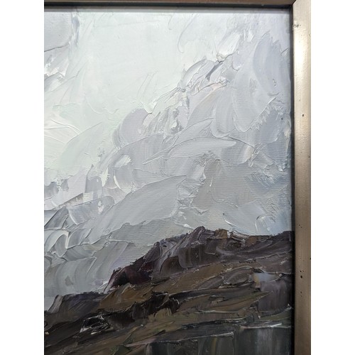 307 - Pair of 46.5 x 36.5 cm framed oil paintings on canvas by David Grosvenor titled 'Tryfan' & 'Tan Y Gr... 