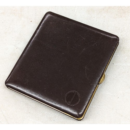 220 - Vintage leather and gilt Dunhill cigarette case