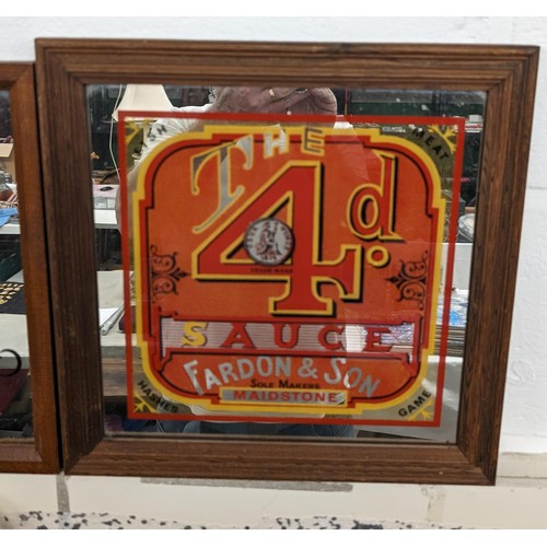 325 - 43 x 34 cm framed Cadburys and 3 x other smaller vintage picture mirrors