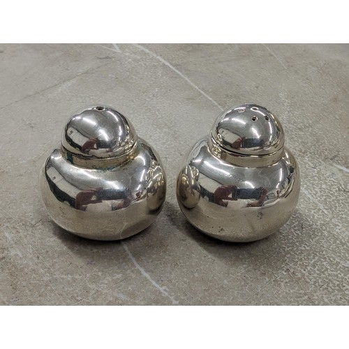 200 - 1968 Birmingham hallmarked dumpy salt and pepper (couple of small dents) - 51.5 gm