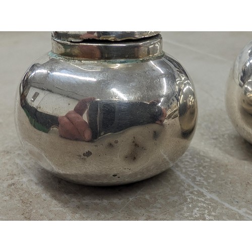 200 - 1968 Birmingham hallmarked dumpy salt and pepper (couple of small dents) - 51.5 gm