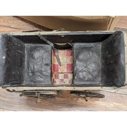 331 - Victorian 19th century twin dolls pram outbuilding find in reasonable condition for age