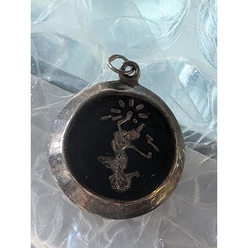209 - Siam silver goddess double sided pendant and similar sterling shield shaped dancing goddess brooch