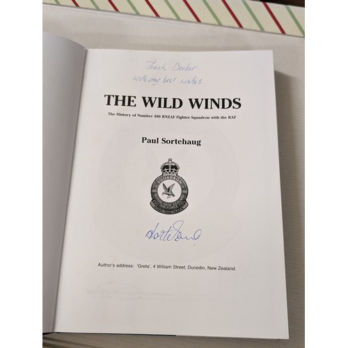 222 - The wild winds, history of number 486 RNZAF fighter squadron - Paul Sortehaug (ink signed by author ... 