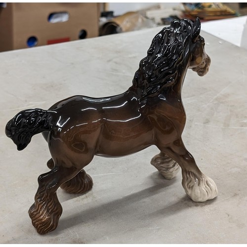 25 - Large Beswick brown cantering horse figure (circular back stamp) with glued repair to tail