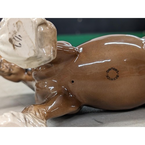 25 - Large Beswick brown cantering horse figure (circular back stamp) with glued repair to tail