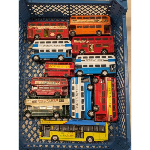 29 - Tray of assorted play worn die cast buses