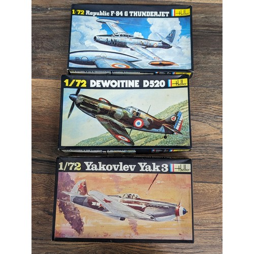 63 - 3 x vintage boxed and still sealed inside Heller 1/72 model fighter plane kits