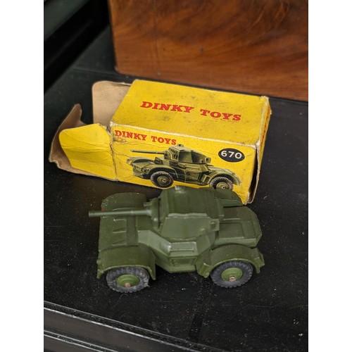 67 - Boxed and near mint vintage Dinky toys 670 armoured car