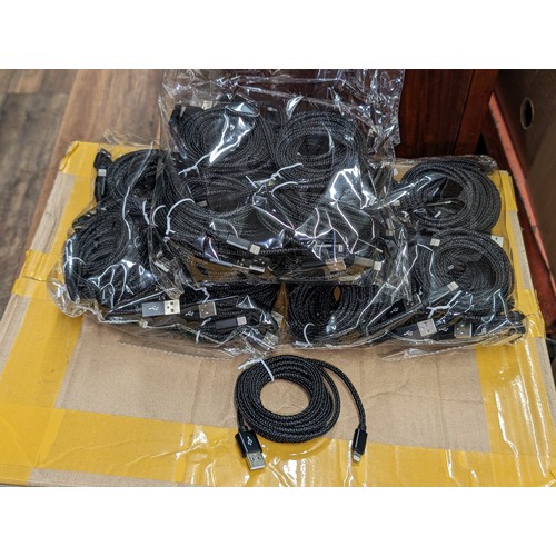 187 - 10 x wholesale packs of 20, black 2 metre Iphone lightning cables - new fitting