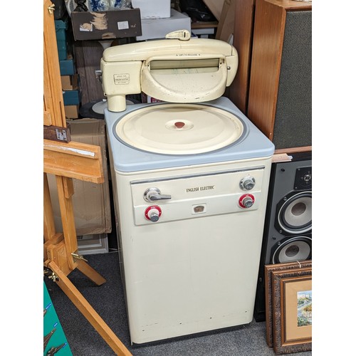 190 - Vintage FULL SIZE Acme English Electric top load washing machine with removable mangle in very very ... 