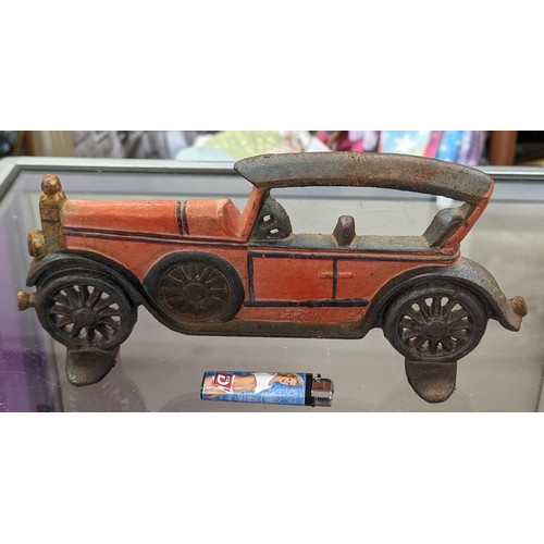 39 - 32.5 cm long painted cast vintage car door stop/wedge