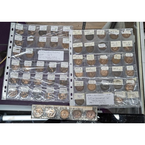152 - Collection of 27 x Victorian, George VI and 5 x 20th century monarch old one penny coins